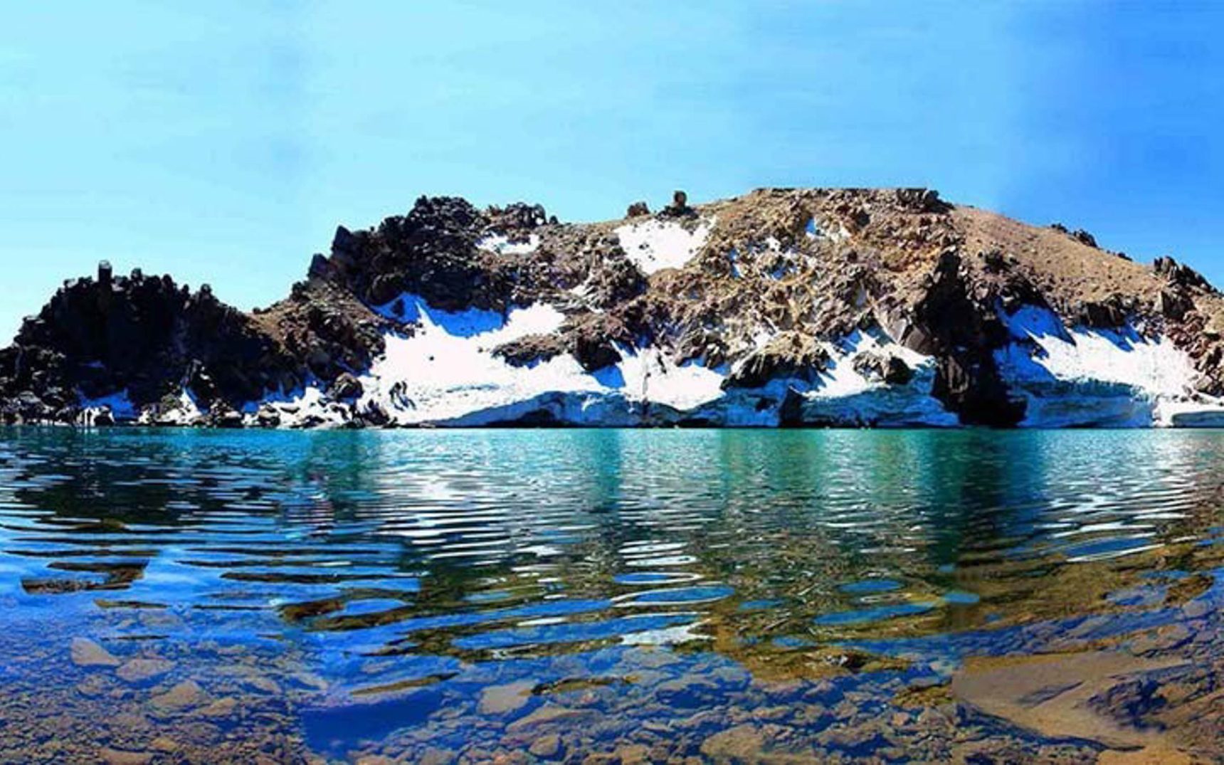 Scenic View of Lake Sabalan at the Peak of Mount Sabalan in Iran